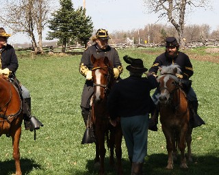 Colonel welcomes General Custer and 'JEB Stuart' 